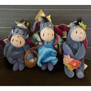 Disney Bean Bag Plush Easter Bonnet, Flower Power & Maiden Eeyore 9"